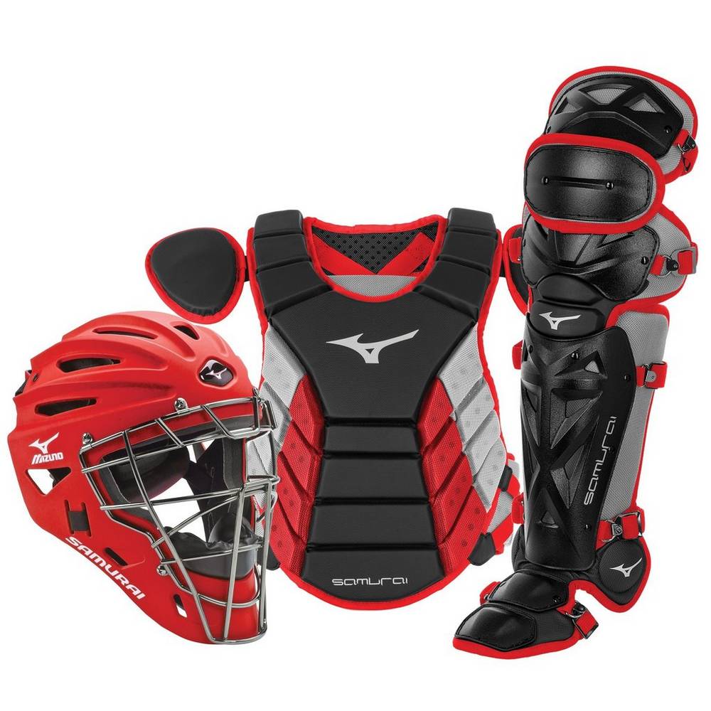 Mizuno Men's Samurai Adult 15" Baseball Boxed Catcher’s Gear Set Black/Red (380418-HZY)